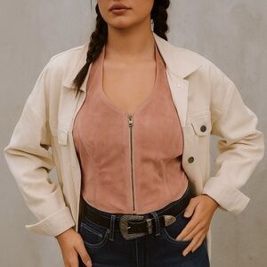 Vintage Wilson Leather Suede Halter Top Size Medium